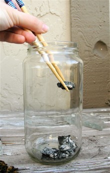 Add charcoal to jar